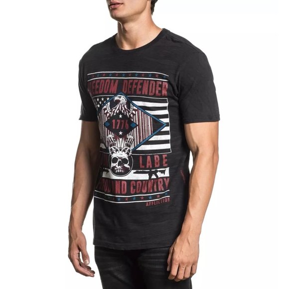AFFLICTION Men's T-Shirt S/S IRON EAGLE Tee Black - Picture 8 of 11